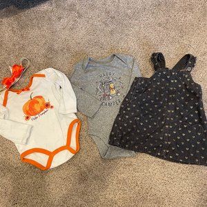 Baby girl fall bundle with dress jumper and matching headband size 6-9 months